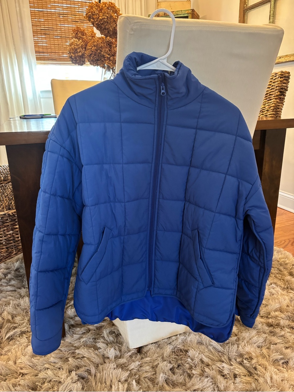 Blue Quilted Puffer Jacket